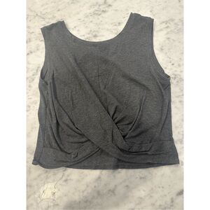 Sleeveless Twist Front Cover Tank Top Size Medium Jersey Crop Shirt grey CORE 10